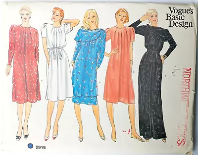 Vintage 1980s Vogue 2918 Muumuu Style Dress Pattern Plus Size 20 - 22 Uncut • $9.99