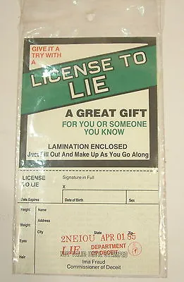 Vintage Novelty License To Lie Joke April Fool Party Birthday Gift • $1.94