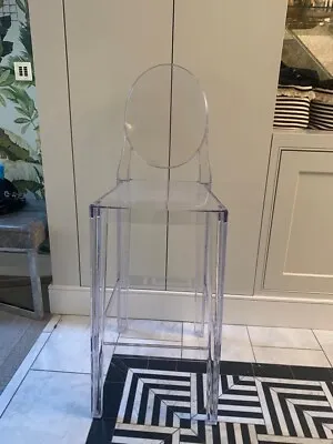 Kartell - Charles Ghost Bar Stool With Backrest - H 65cm Crystal Clear • £120