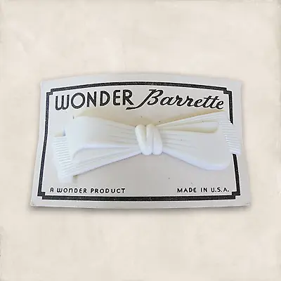 Vintage Barrette - 1950's White Wonder Bow Shape Barrette - USA • $4.95