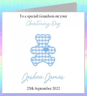 £2.97 • Buy Personalised Christening Card Baptism Boy Male Son Godson Grandson Cross CC1