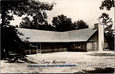 Montague (nr Muskegon) MI~Main Building Of Girls Scouts Camp Manistee~RPPC C1950 • $13