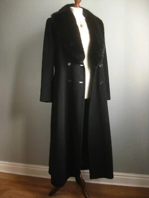 £229.99 • Buy LAMPERT Long TRENCH COAT 12 Fit Flare Fur Collar Duster Great Victorian Riding
