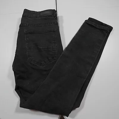 Amiri Jeans Mens 34x30 Distressed Leather Patch Skinny Stretch Black Pant • $150