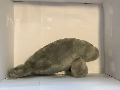 The Petting Zoo 14”Plush Stuffed Animal Gray Manatee Squeaky Fin Toy Dog Florida • $13.99