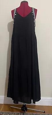 Zara Black Midi Dress With Fringe Size S RRP £49.99 REF 7200/124 • £24.99