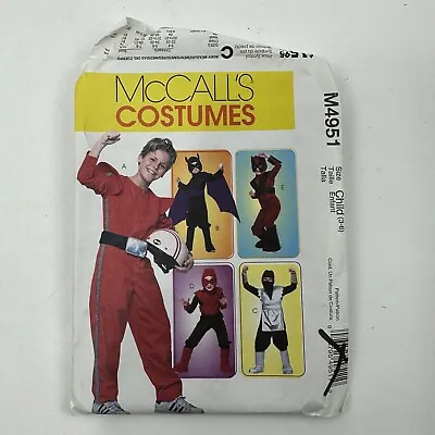 McCalls Costume Pattern M4951 Superhero Bat Wings Racecar Driver Boys 3-6 UNCUT • $7.99