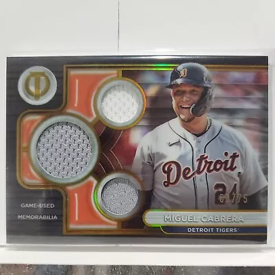 2024 Topps Tribute Miguel Cabrera Blue Game-Used Triple Relic Card #/75 Tigers • $59.99