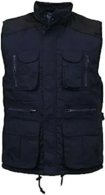 Blue Bodywarmer Padded Gilet Body Warmer Multi Pocket Jacket Drawstring Toggle • £23.96