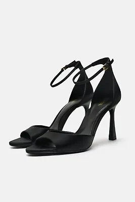 ZARA ANKLE BRACELET SATIN  SANDALS Size 8 • $67.15