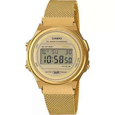 £89.59 • Buy Unisex Wristwatch CASIO A171WEMG-9ADF Stainless Steel Golden Mesh Chrono Alarm