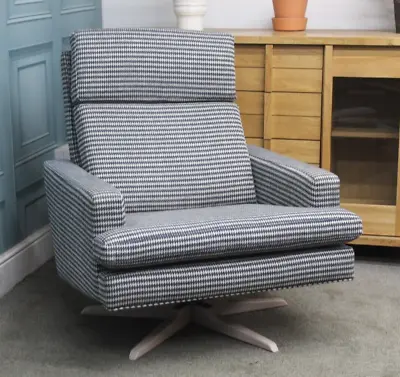 Collins & Hayes Miami-banks Swivel Chair+stool Impression Navy Fabric Rrp £2445 • £999