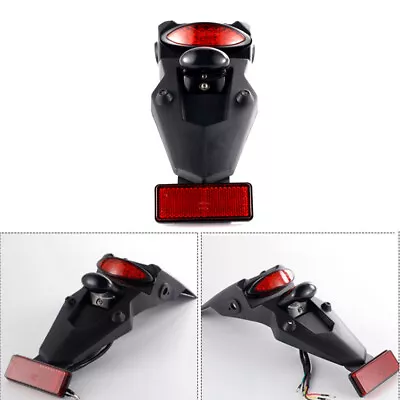 Universal Motorcycle Rear Fender With LED Brake Stop Tail Light Mud ​Guard Mount • $26.09