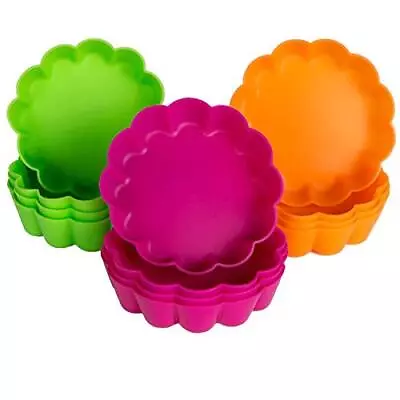 Tart Tins Mini Quiche Dishes Silicone Tart Mould 12 Pcs 3 Inch Non-Stick Round • £13.29