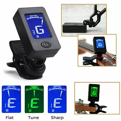 Lcd Clip On Chromatic Acoustic Electric Guitar Bass Ukulele Banjo Tuner • £5.69