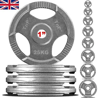 TnP Cast Iron Weight Plates 1  Hole Standard Disc Plate Dumbbell Barbell Weights • £11.99