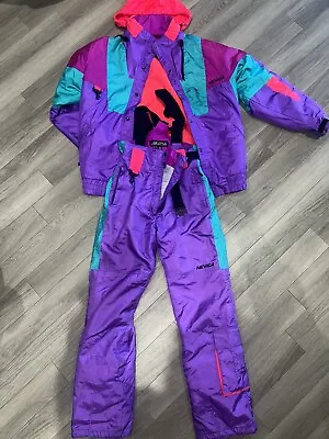 NEVICA SURVIVAL PURPLE Retro Vintage 80's 90's Ski Suit Neon Apres Ski • $96.45