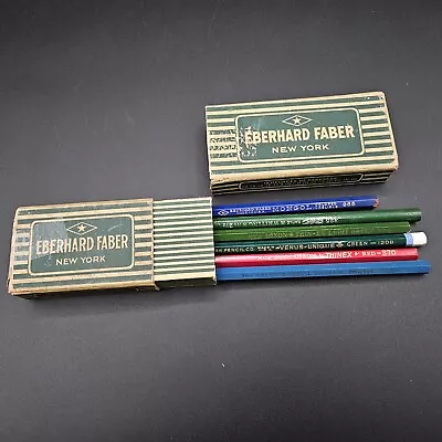 Vtg Eberhard Faber No 600 Van Dyke Drawing Pencils BOX And 6 Vtg Colored Pencils • $29.98