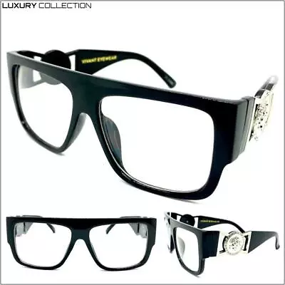 Mens CLASSIC RETRO HIP HOP RAPPER Clear Lens EYE GLASSES Large Thick Black Frame • $14.99