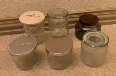 6 Empty Candle Jars With Lids Different Sizes Empty Candle Making Jars W/Tops • $3