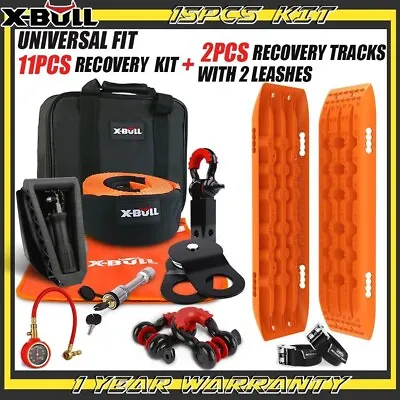 X-BULL Recovery Kit 4X4 4WD Winch Recovery Tracks 15PCS Snatch Strap Offroad Car • $219