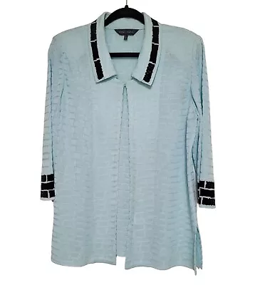 Ming Wang Light Blue Open Front Knit Cardigan One Hook L Large • $69.99