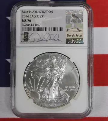 2014 Silver Eagle - MLB Players Edition - Derek Jeter - NGC MS70 (Y890) • $89