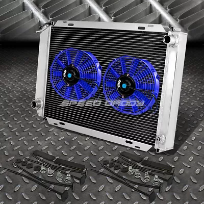 3-row Aluminum Radiator+2x 12 Fan Blue For 79-93 Ford Mustang V8/v6 Lx/gt/cobra • $142.38