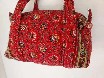 Vera Bradley Handbag Mini Duffle Colette Red Retired Handbag Purse Bag 2 Strap • $14.79