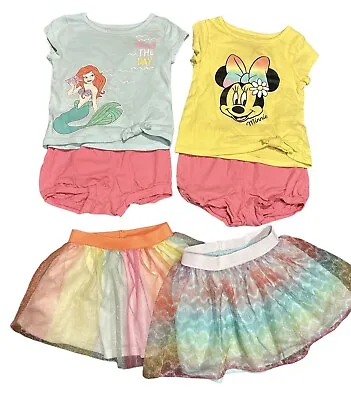 Baby Toddler Girls DISNEY  T-Shirt & Skirt Outfit Set Size 18 Mo 6pc • $9.99