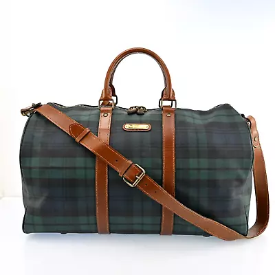 Authentic POLO Ralph Lauren Check PVC Leather Hand Boston Bag Green J2914Y604 • $108