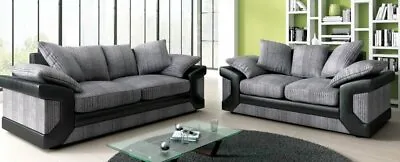 £499 • Buy New Amara 3 2 Seater Corner Sofa Jumbo Cord Suite Set Footstool Grey Black Brown