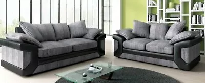 New Amara 3 2 Seater Corner Sofa Jumbo Cord Suite Set Footstool Grey Black Brown • £499