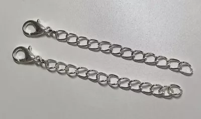 2X UK Silver Necklace Extender 2 Inches Long Single Clasp Chain Extension 2 Pack • £2.89