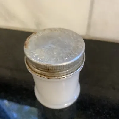 Vtg Musterole Cleveland White Milk Glass Metal Lid Empty Bottle Jar • $5