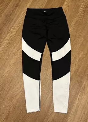 H&M Medium Black & White Workout Pants Leggings Yoga Running • $10