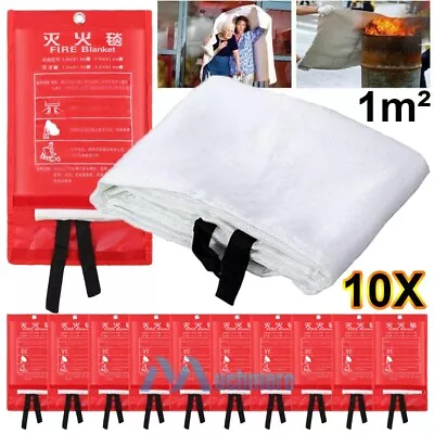 LOT 1m² Large Emergency Fire Blanket Quick Release In Case For Home Office Car • $85.99