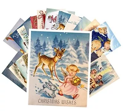 PIXILUV Vintage Christmas Greeting Cards 24pcs Little Angels Christmas Black • $23.95