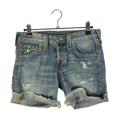 True Religion Jayde Light Wash Cut Off Denim Shorts 24 • $34.95