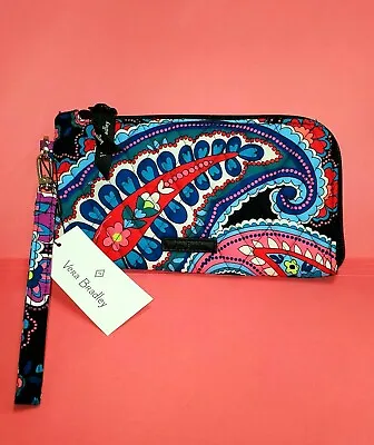 Vera Bradley Tech Wristlet RFID Zip-around Wallet Phone Bag In Haymarket Paisley • $24.75