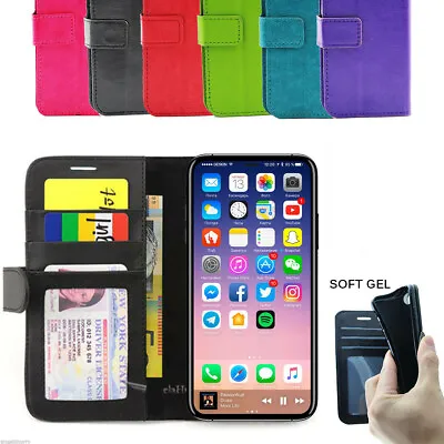 $4.96 • Buy For IPhone X XR XS MAX Case Card Holder Leather Wallet Leather Flip Cover Stand