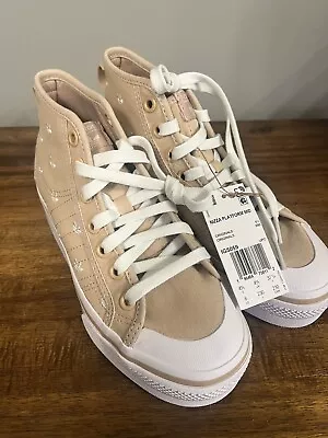 Adidas Originals Women's Nizza Platform Mid Shoes Magic Beige/Wonder White 6 • $9.99