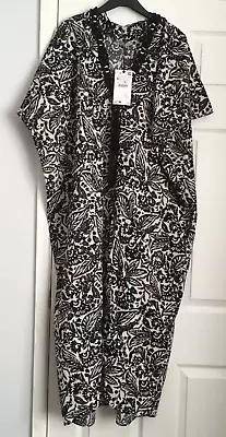 Zara PRINTED TUNIC DRESS ~ Size XL ~ BLACK / WHITE | 5107/243 • £34.99