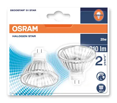 Pack Of 2 - Osram 20W/35W/50W Decostar 51 12V 36° GU5.3 MR16 Halogen Light Bulb • £9.99