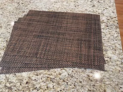 CHILEWICH BASKETWEAVE WOVEN PLACEMATS SET Of 4 CHESTNUT BROWN VINYL NEW  • $29.99