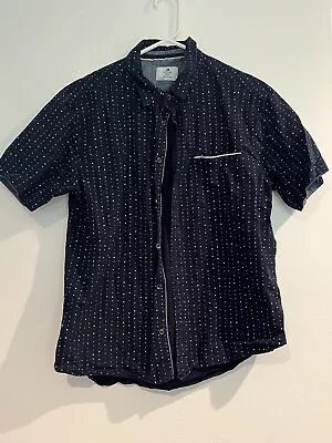 Level Ten Pocket Shirt Mens Large Blue Polka Dot Modern Fit Short Sleeve Button • $8.99