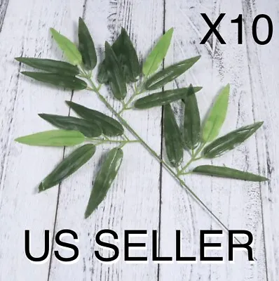 $8.95 • Buy 10pcs Artificial Silk Bamboo Leafs Branch Fake Tree Wedding Home Decor Realistic