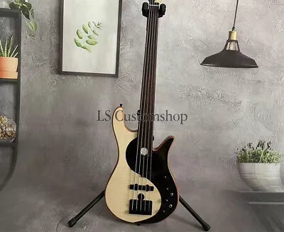 5-String Fretless Yin Yang Standard Flamed Maple Bass Electric Guitar Fast Ship • $320