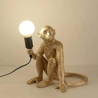 Vintage Resin Monkey Table Lamp Sitting Monkey Light Home/Office Table Lamp • $57