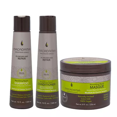 Macadamia Set Damaged Hair Shampoo 300ml Conditioner 300ml Mask 236ml • £58.79